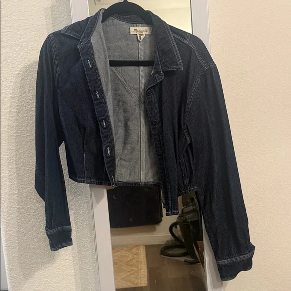 Madewell Blue Cropped Jean Jacket - Picture 3 of 5